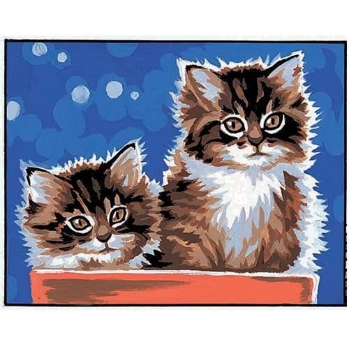 Kit canevas - Margot - Kattungar - 20x25cm - Tryckt duk - Nål inkluderad