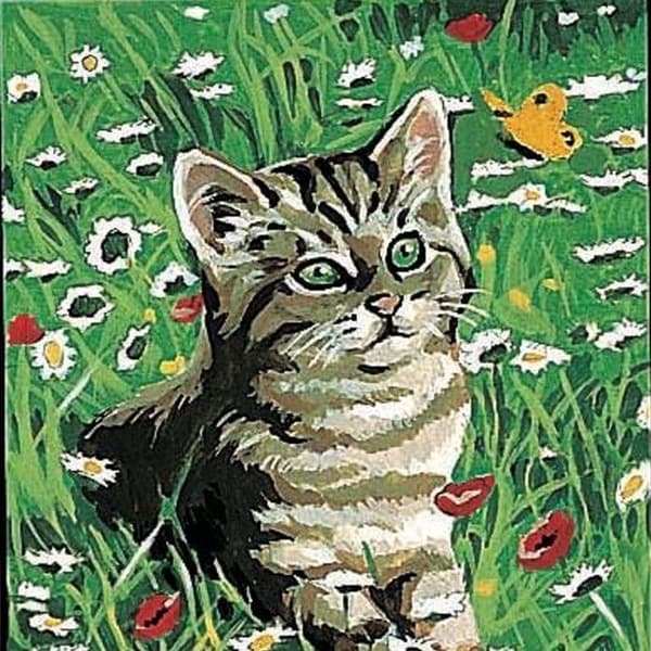 Canvas kit 18 x 14 cm Margot Canvas modell katt i fält