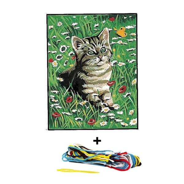 Canvas kit 18 x 14 cm Margot Canvas modell katt i fält