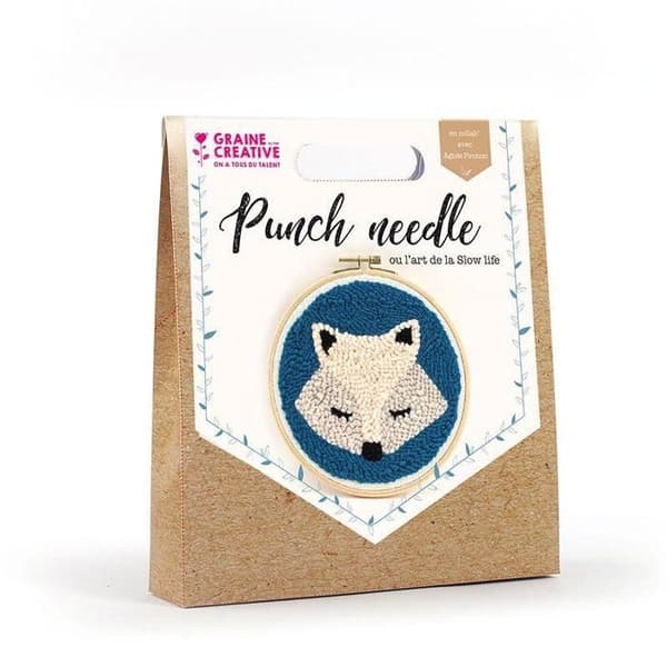 Punch Needle broderikit - Flerfärgad - Räv - 23 x 26 cm - Nål ingår - 4 ullfärger