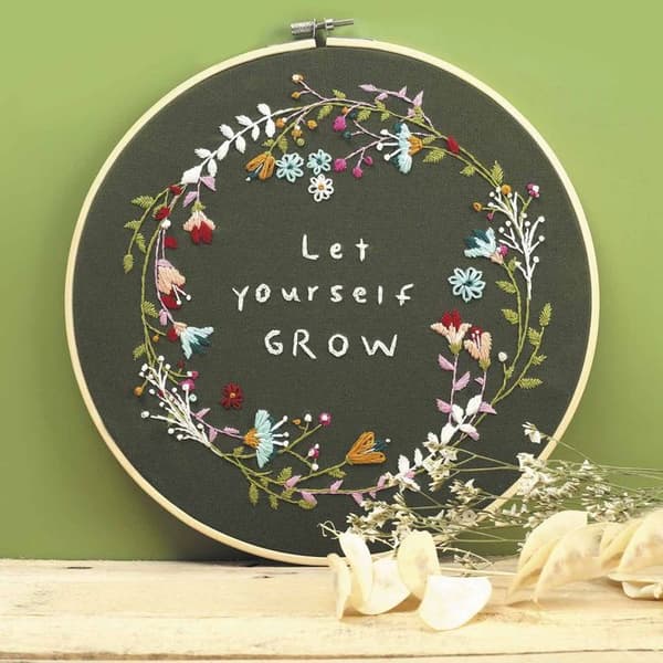 Broderikit - Växt - 35x35 cm - 1 ram av 25 cm - Komplett DIY - Dekorativt mönster