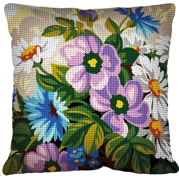 Vilda blommor med korsstygnskuddar