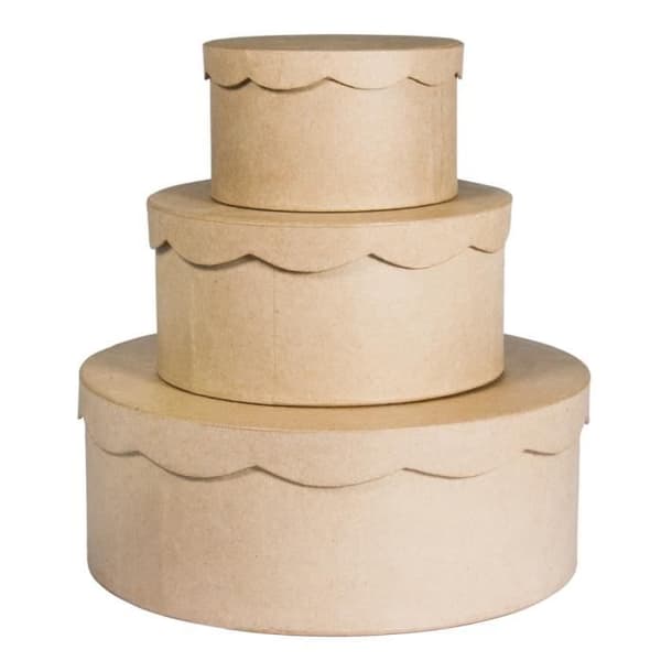 Kit pap.mâché lådor, ,FSC Recycled , ø23,8x9cm/ø16,8x8cm/ø10x7cm, 3st kit - {color}