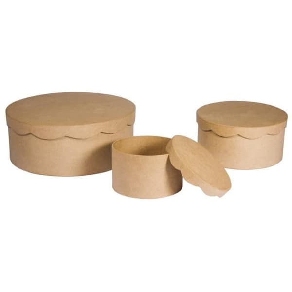 Kit pap.mâché lådor, ,FSC Recycled , ø23,8x9cm/ø16,8x8cm/ø10x7cm, 3st kit - {color}