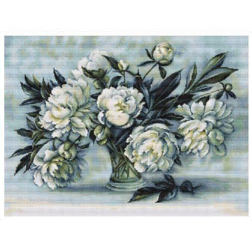 Luca-S LB517 Räknade korsstygnspioner, vita, 38 x 51 cm