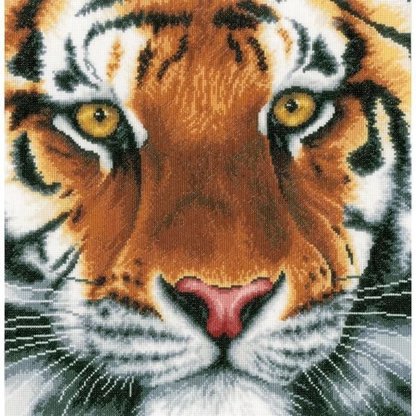 LanArte Counted Cross Stitch Kit 13,75"X13,5" -Tiger On Aida (30 Count)