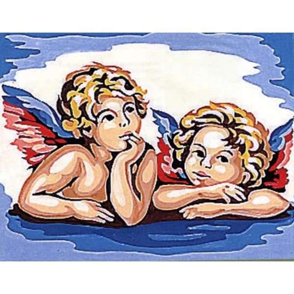 Kit Canevas Ängel Cherubin A 14 x 18 cm Pénélope Vit Små Hål