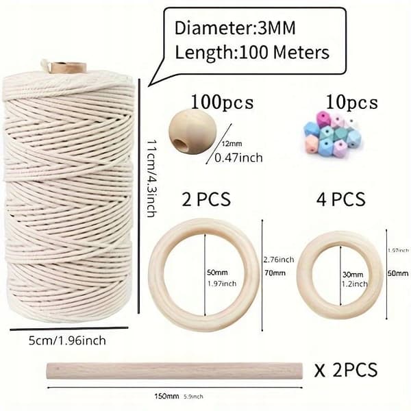 TILLBEHÖR MACRAME STRING 100M FÖR KLASSER DEKORATIVA KLASSER PÄRLOR