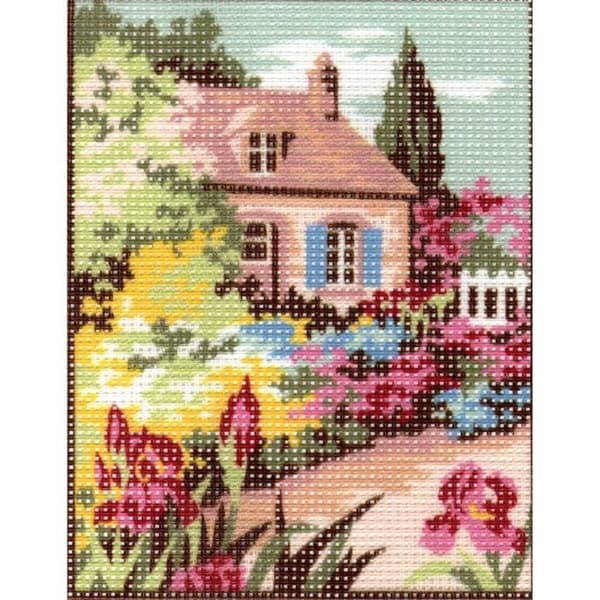 Kit Canevas - Pénélope - Cottage Fleuri - 14 x 16 cm - 100% bomull - Nål ingår