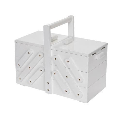 Symaskinslåda - PRYM - Storlek M - Vit lackerad trä - 36 x 19 x 28 cm - Tillbehörsförvaring