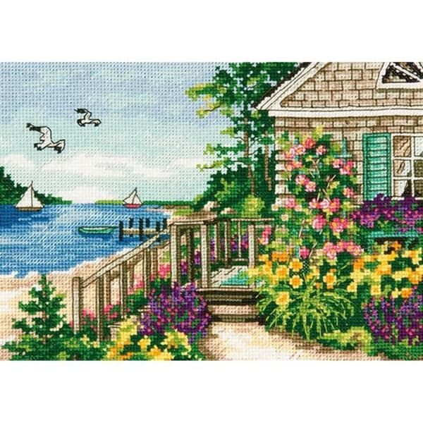 Dimensioner Räknat Korsstygn Kit, Seaside Chalet - 70-65145