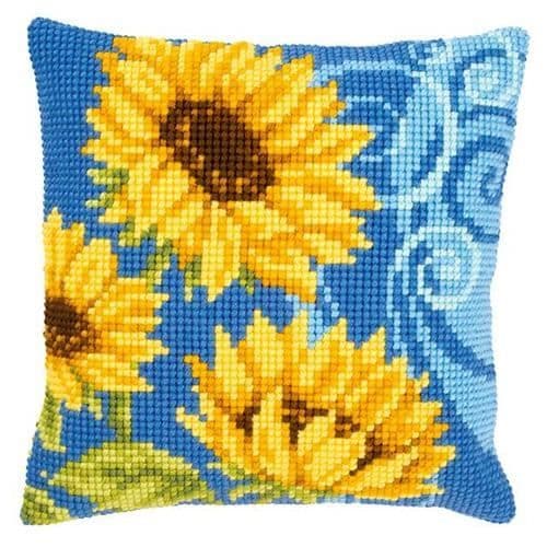 Kit för kuddar i korsstygn - Vervaco - Solrosor - 40x40 cm - Canvastyg 100% bomull - Garn 100% akryl