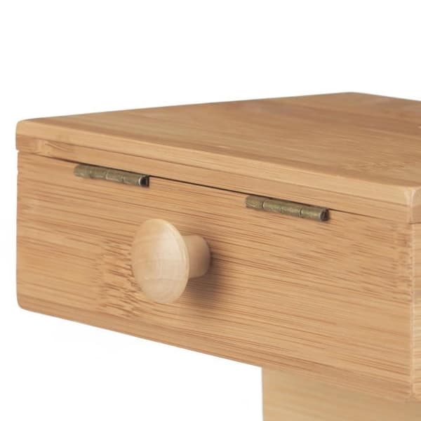 Relaxdays Small Bamboo Craft Box Syarbetarlåda utan innehåll Lockad korg 20x27x15cm, Natur -