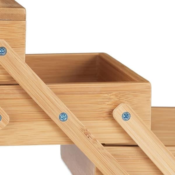 Relaxdays Small Bamboo Craft Box Syarbetarlåda utan innehåll Lockad korg 20x27x15cm, Natur -
