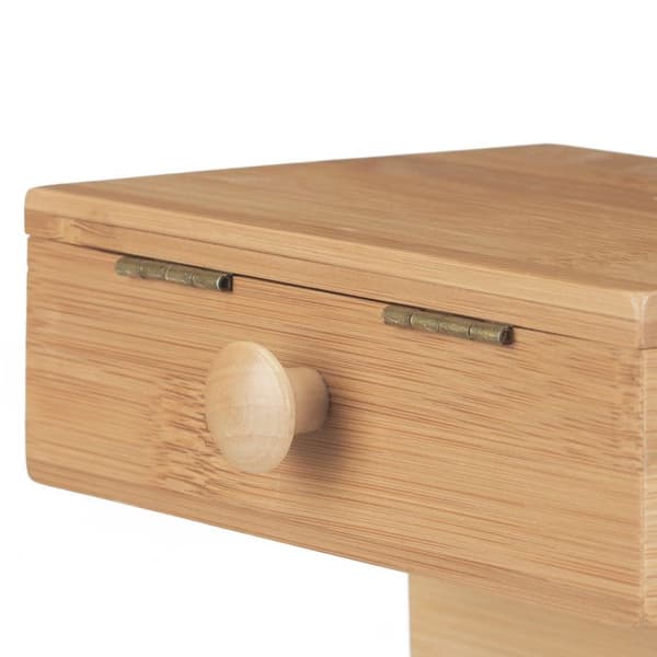 Relaxdays Liten Förvaringslåda i Bambu Sybox Utan Innehåll Korg Med Lock 20x24x13,5 cm, Naturlig