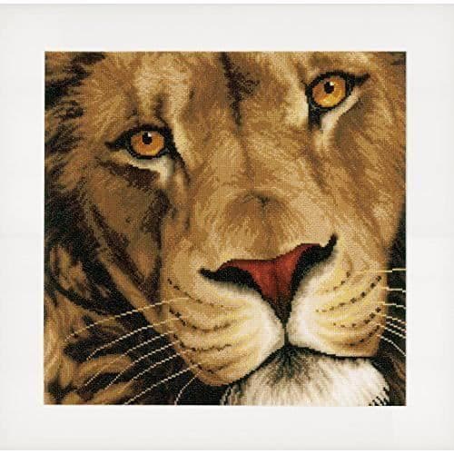 Lanarte L0154980 - SYKIT - Aida King of Animals Counted Cross Stitch Brodery Kit, Multicolor