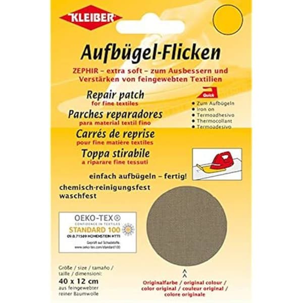 Patch thermocollant - KLEIBER - 40 x 12 cm - 100% bomull - Tvättbar vid 60° - Ljusbrun