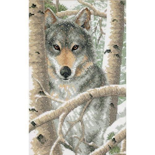Mått Tryckt korsstygnskit, Snow Wolf