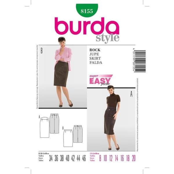 Mönster Burda 8155 Kjol