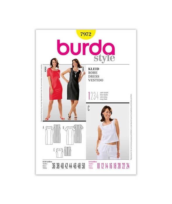 Mönster Burda 7972 Klänning