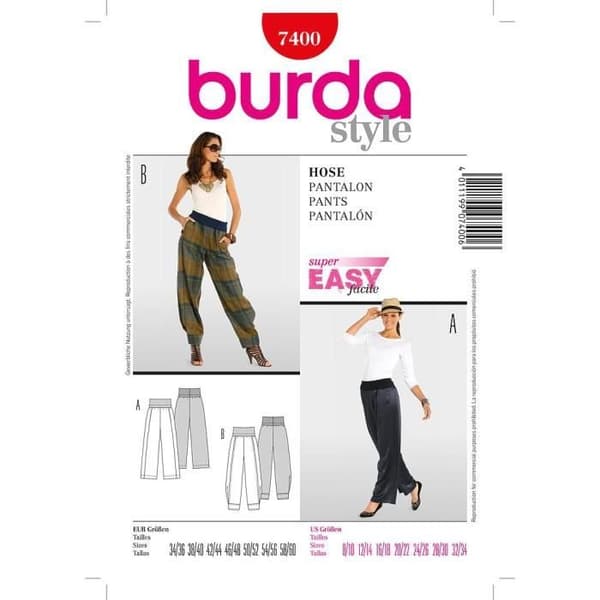 Mönster Burda 7400 Byxor