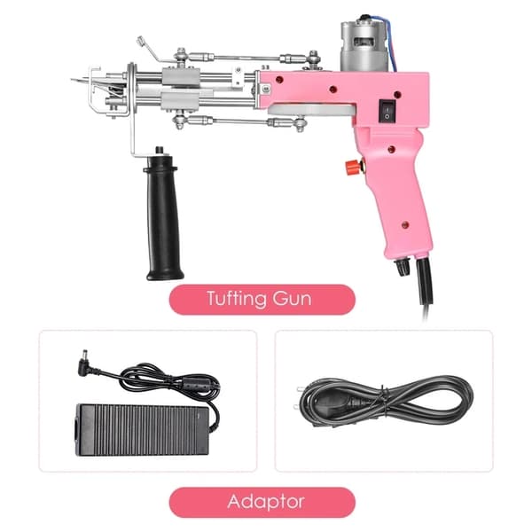 Tuftningspistolset, Trimmer, Mattuftningsmaskin, Rosa 2i1, EU-kontakt 220V