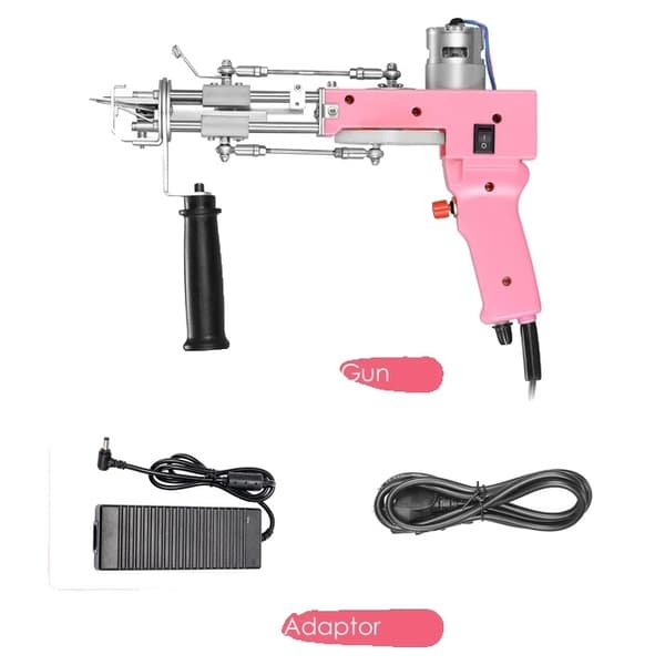 Tuftningspistolset, Trimmer, Mattuftningsmaskin, Rosa 2i1, EU-kontakt 220V