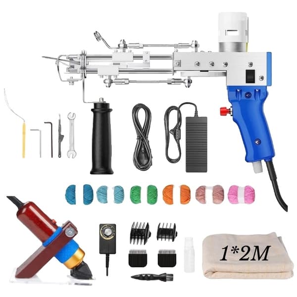 Tuftningspistolset, Trimmer, Mattuftningsmaskin, Rosa 2i1, EU-kontakt 220V