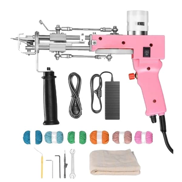 Tuftningspistolset, Trimmer, Mattuftningsmaskin, Rosa 2i1, EU-kontakt 220V
