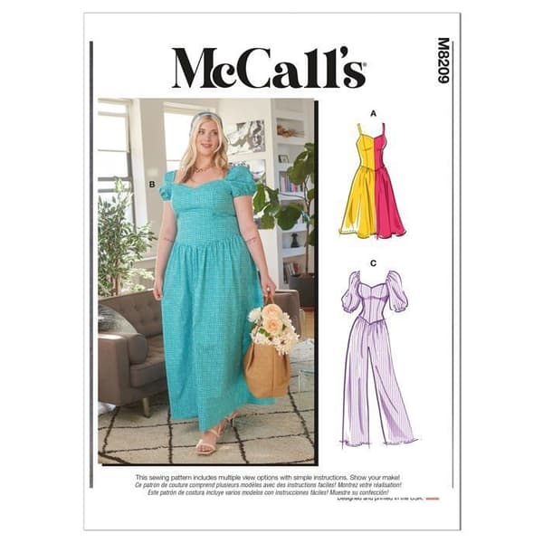 Na - M8209B5 - McCall's Patterns B5 Symönster för kvinnors klänningar och jumpsuits, Flerfärgad, (8-10-12-14-16)