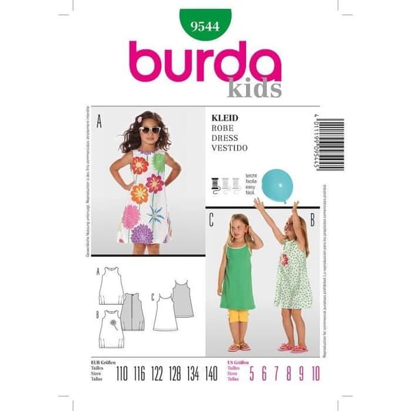 Mönster Burda 9544 Barnklänning