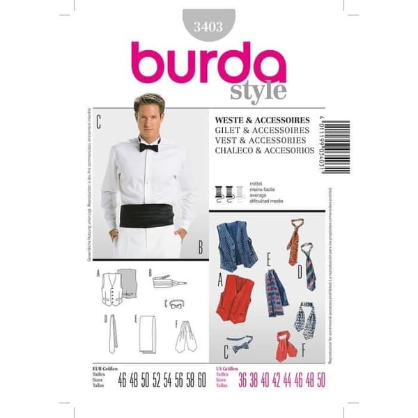 Mönster Burda 3403 Väst &amp; tillbehör