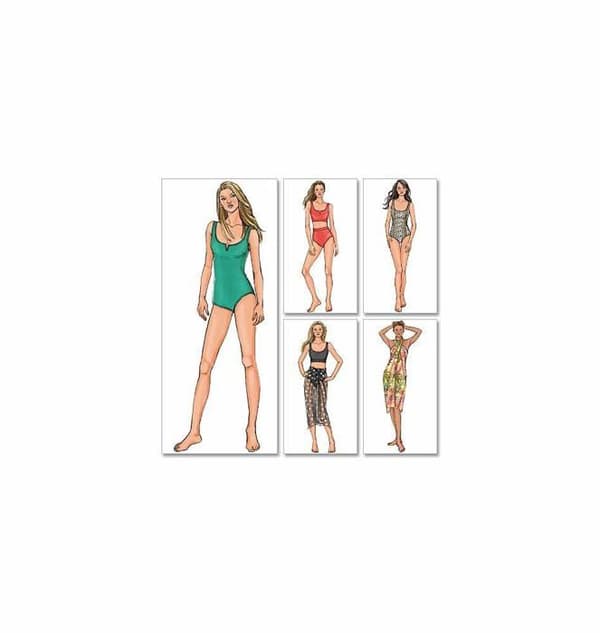 Mönster - Butterick tutorial - B4526EE0 - Ung kvinna: Baddräkt och Wrap - modell EE (14-16 - 18-20)