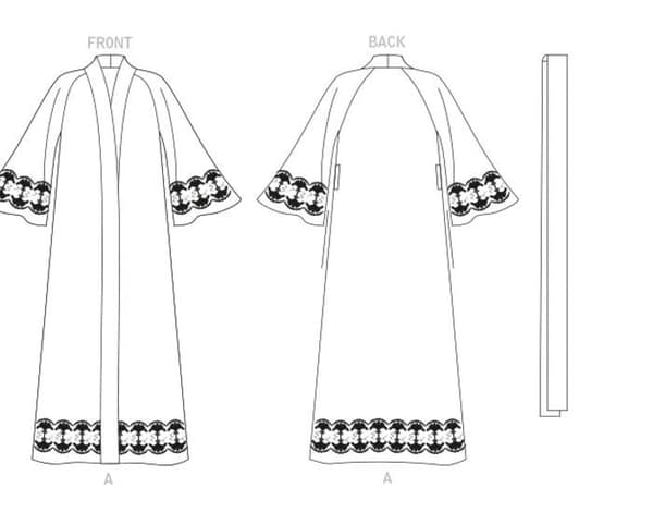 Mönster - Vogue tutorial - V1834F5 - Mönster Mönster för nattkläder i papper för kvinnor, storlek 44 till 52