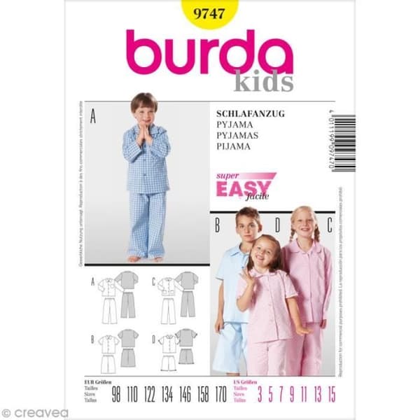 Mönster Burda - Barn - Pyjamas - 9747