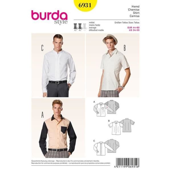 Burda Pattern 6931 Skjorta