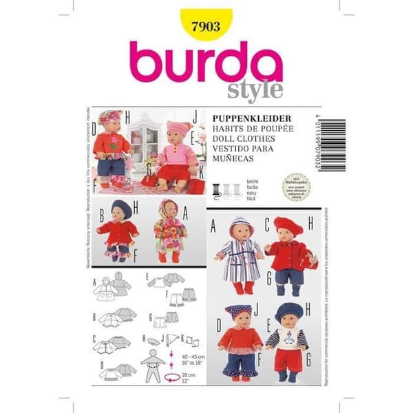 Mönster Burda Creative 7903 dockklänningar