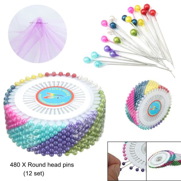 480 st Pärla Runt huvud Pins Sy Klädsömnad Corsage Rak DIY-dekoration