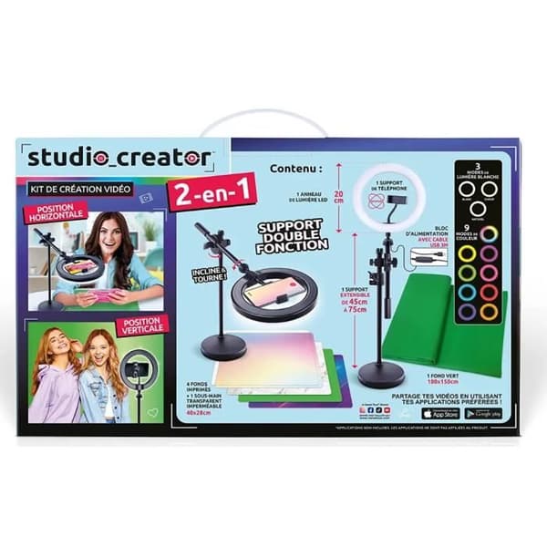 Canal Toys - 2-i-1 Video Studio med flerfärgad LED-ljusring, dubbelfunktionsstativ - Studio Creator - INF027