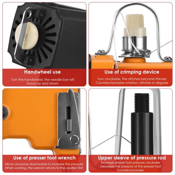 Bærbar Sække Sygemaskine 190W - 18000 omdr/min, 10mm Tykkelse, 2200mAh Batteri