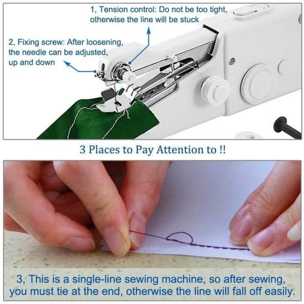 Mini Bärbar symaskin Hand Bärbar sömnadsmanual Quick Stitch Tool 4AA batteridriven för plagg, DIY