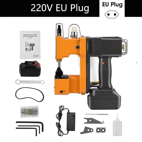 Elektrisk symaskin, trådlös, industriell förpackning, 2200mAh batteri, 220V EU-kontakt