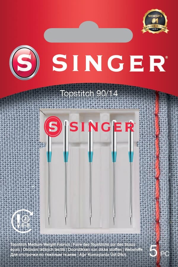 Sangerinde | Topstitch nål 90/14 5PK metallisk tråd