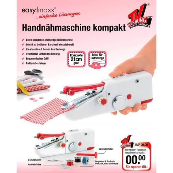 Manuell symaskin - Easymaxx - 02927 - Ultrakompakt - Batteridriven - Förenklad trädare