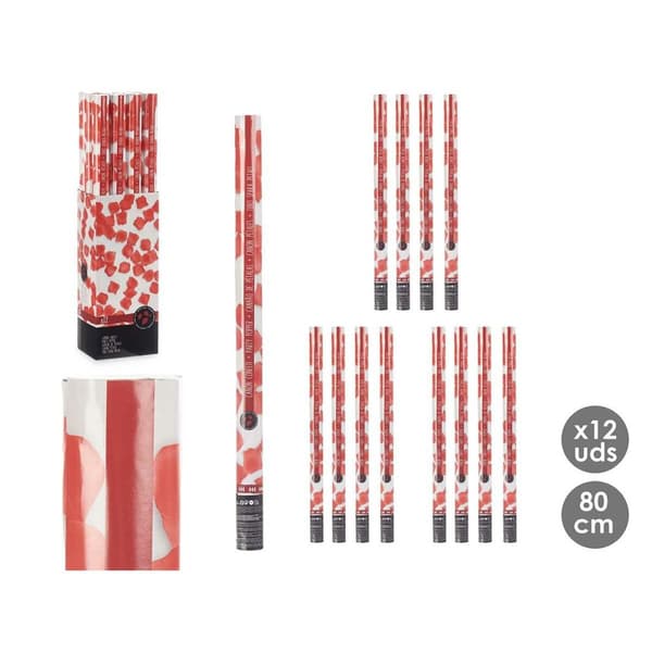 Confetti cannon 9119-80 Red Paper Cardboard Plastic 5 x 79 x 5 cm (12 Units)