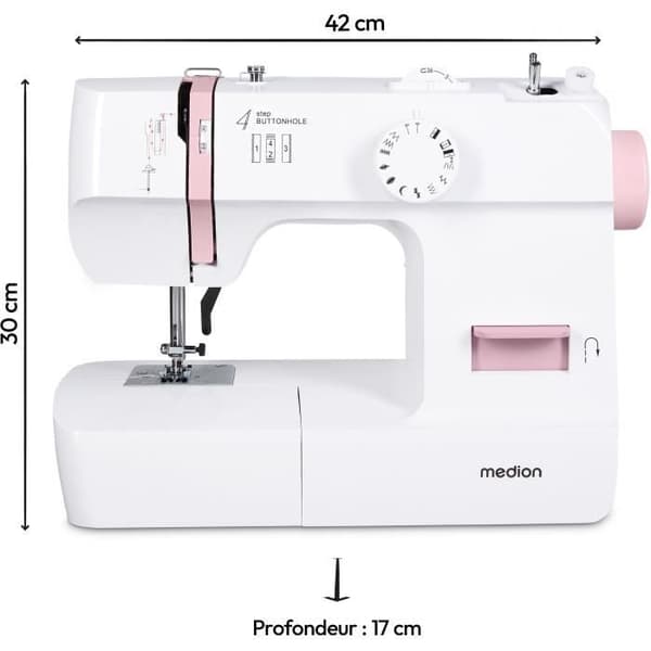 Symaskin - MEDION - SM 70 - 71W - 12 stygn - 700 rpm - LED - Rosa