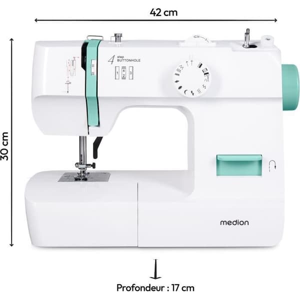 Symaskin - MEDION - SM 70 - 71W - 12 stygn - 700 rpm - LED - Turkos