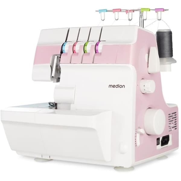 Overlocker - MEDION - SO 90 - 91W - Nål typ 11, 14, 16 - 1200 rpm - LED - Rosa