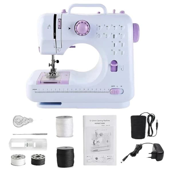 Elektrisk Mini Symaskin, 12 Stygnmönster, Kompakt Design,1 Set