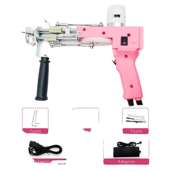Elektrisk Tufting Pistol, 2-i-1 Klippet Pile & Løkke Pile, Justerbar Pilehøjde,110V-220V